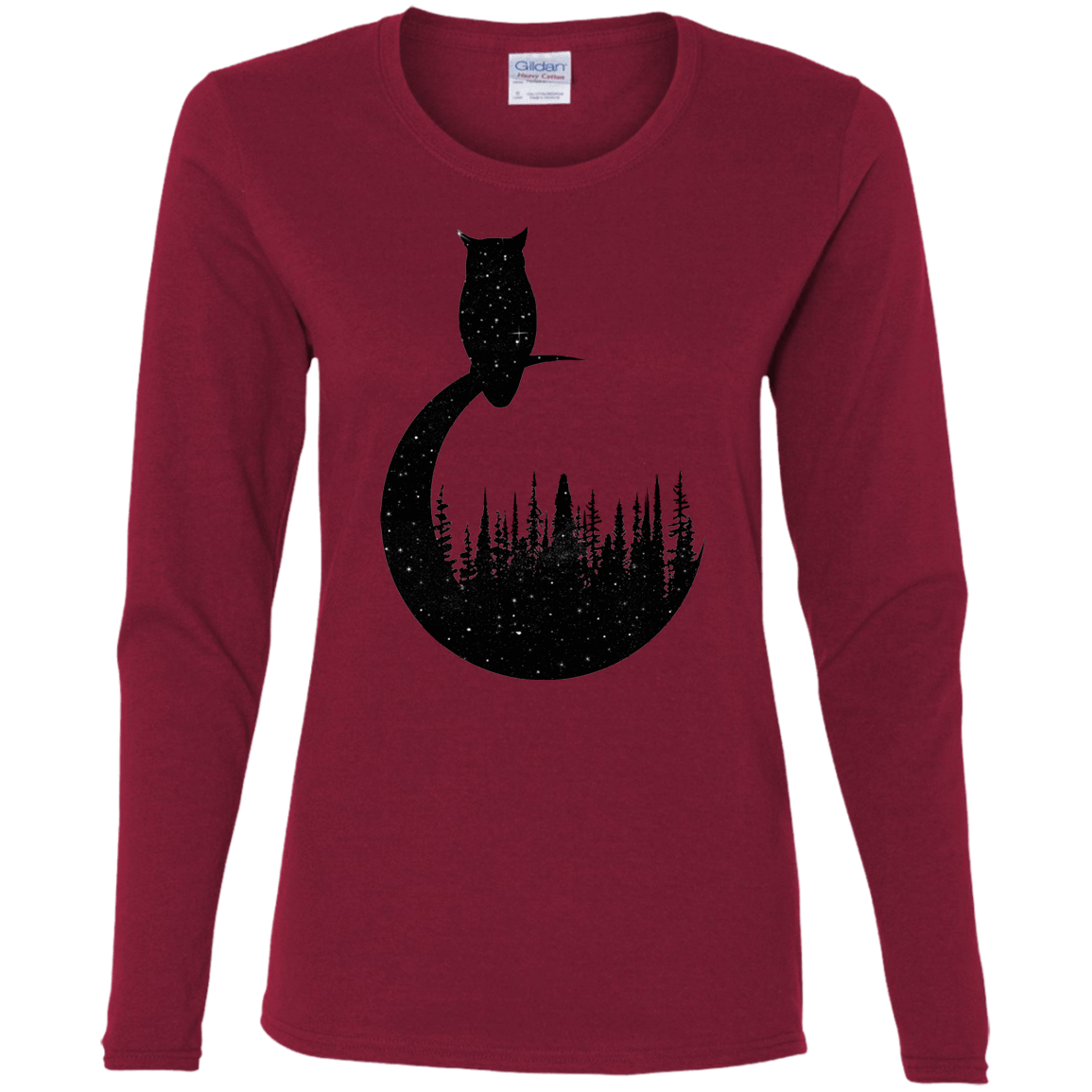 T-Shirts Cardinal / S Perched Owl Women's Long Sleeve T-Shirt