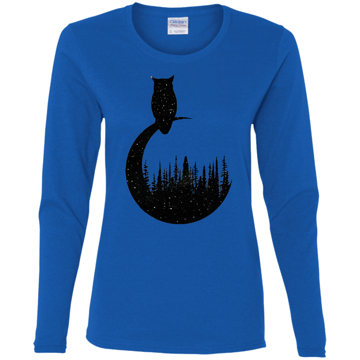 T-Shirts Royal / S Perched Owl Women's Long Sleeve T-Shirt
