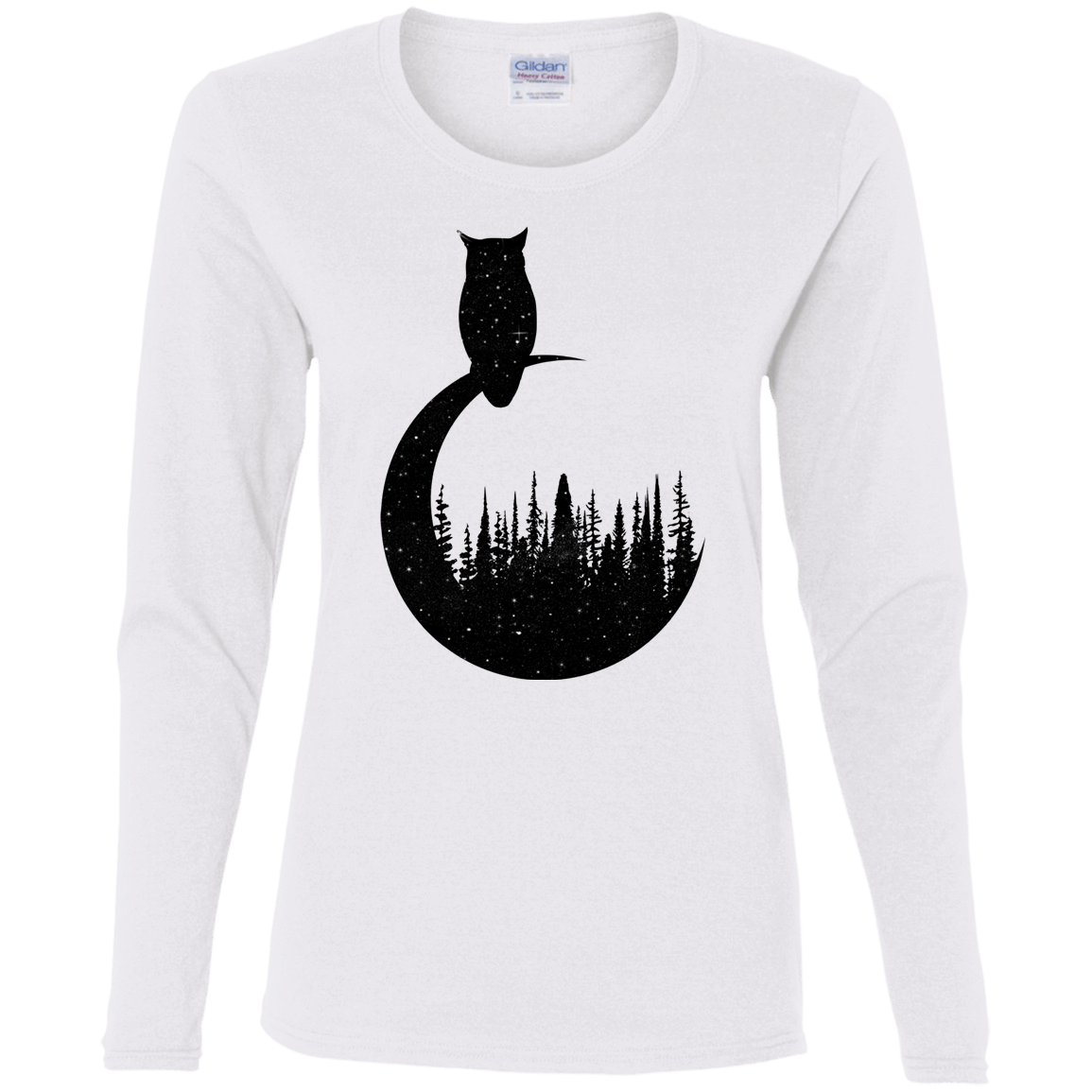 T-Shirts White / S Perched Owl Women's Long Sleeve T-Shirt