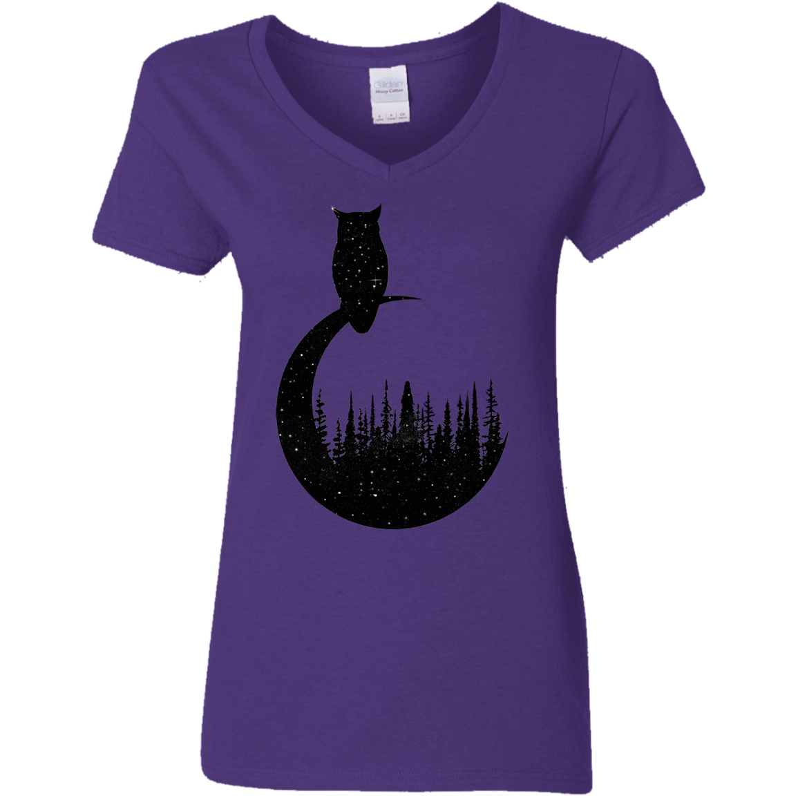 T-Shirts Purple / S Perched Owl Women's V-Neck T-Shirt