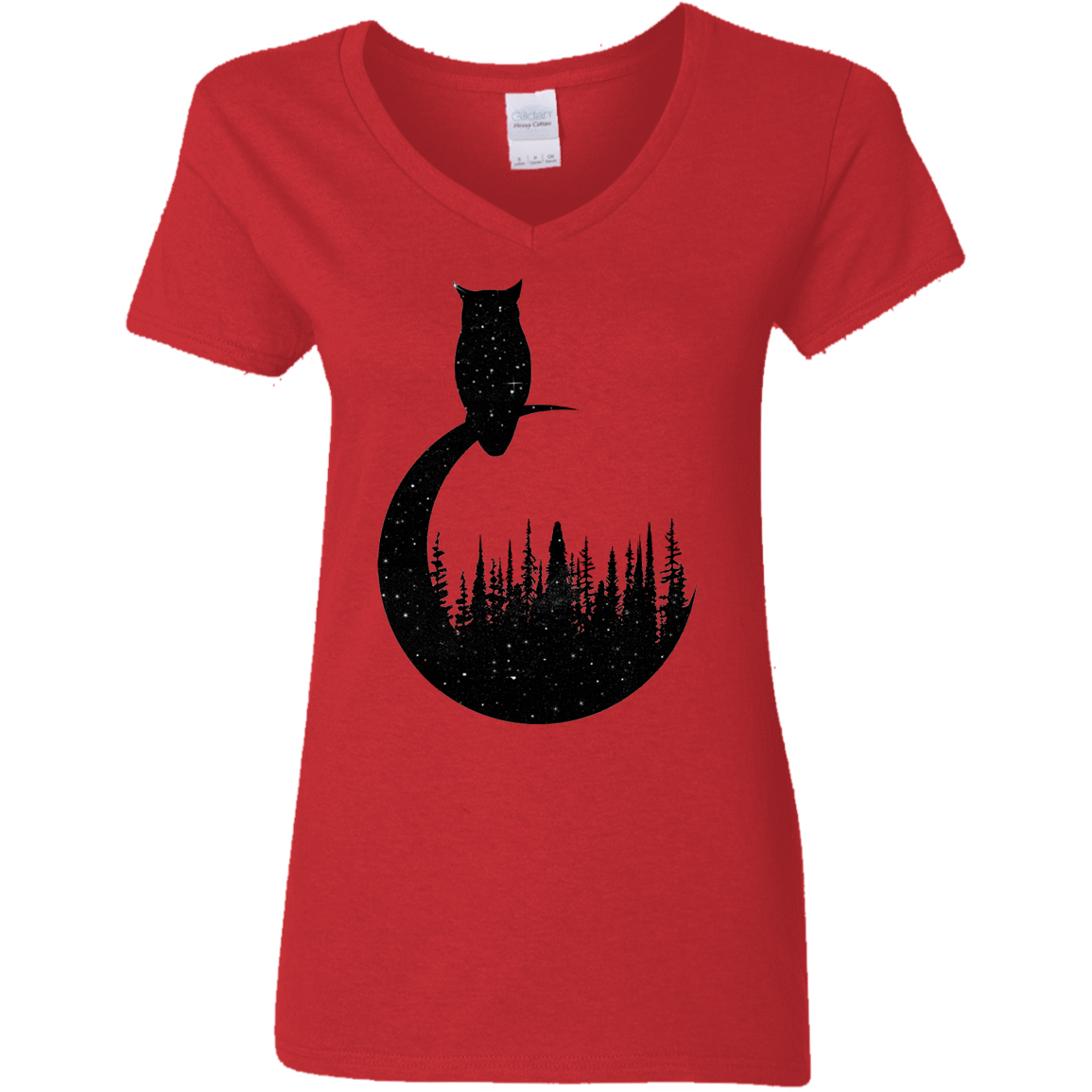 T-Shirts Red / S Perched Owl Women's V-Neck T-Shirt