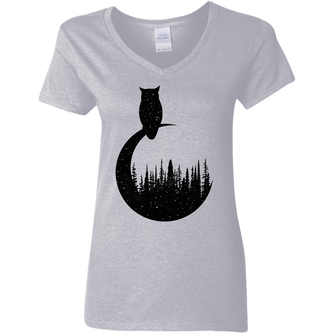 T-Shirts Sport Grey / S Perched Owl Women's V-Neck T-Shirt