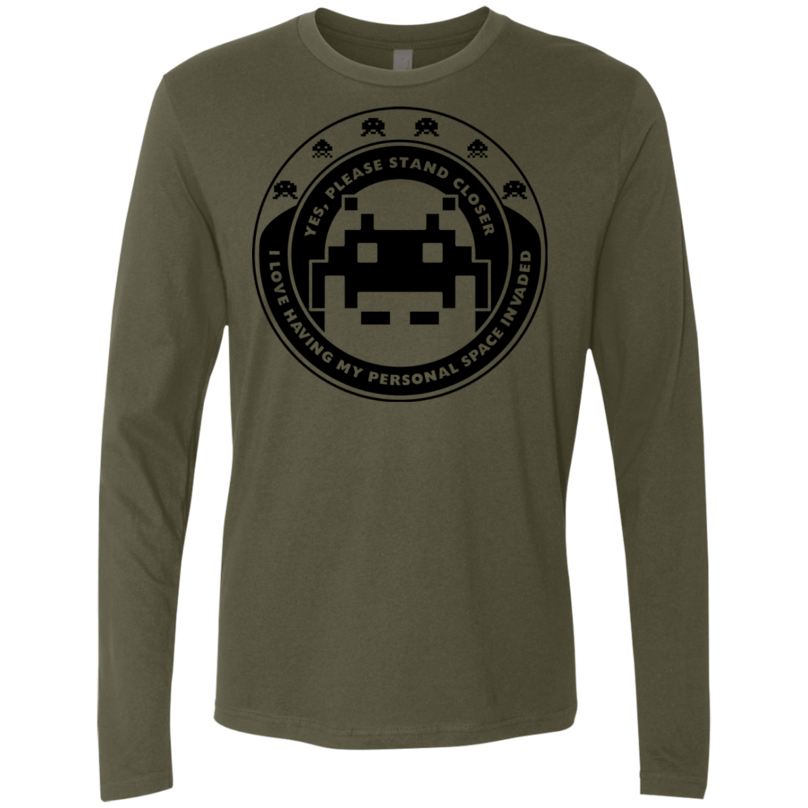 T-Shirts Military Green / S Personal Space Invader Men's Premium Long Sleeve