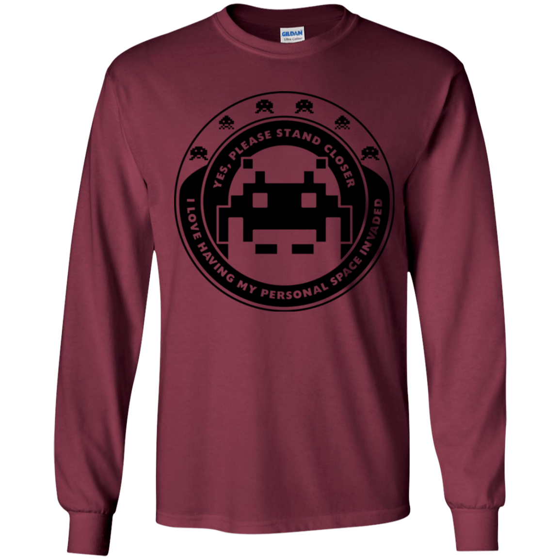 T-Shirts Maroon / YS Personal Space Invader Youth Long Sleeve T-Shirt