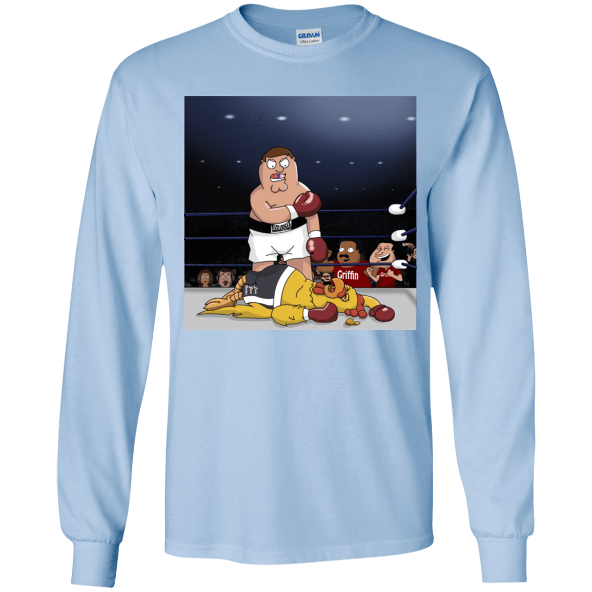 T-Shirts Light Blue / YS Peter vs Giant Chicken Youth Long Sleeve T-Shirt