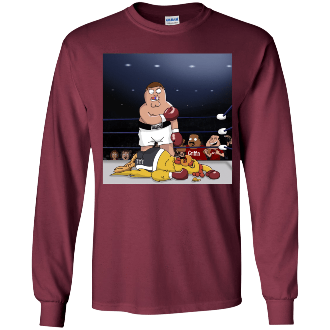 T-Shirts Maroon / YS Peter vs Giant Chicken Youth Long Sleeve T-Shirt