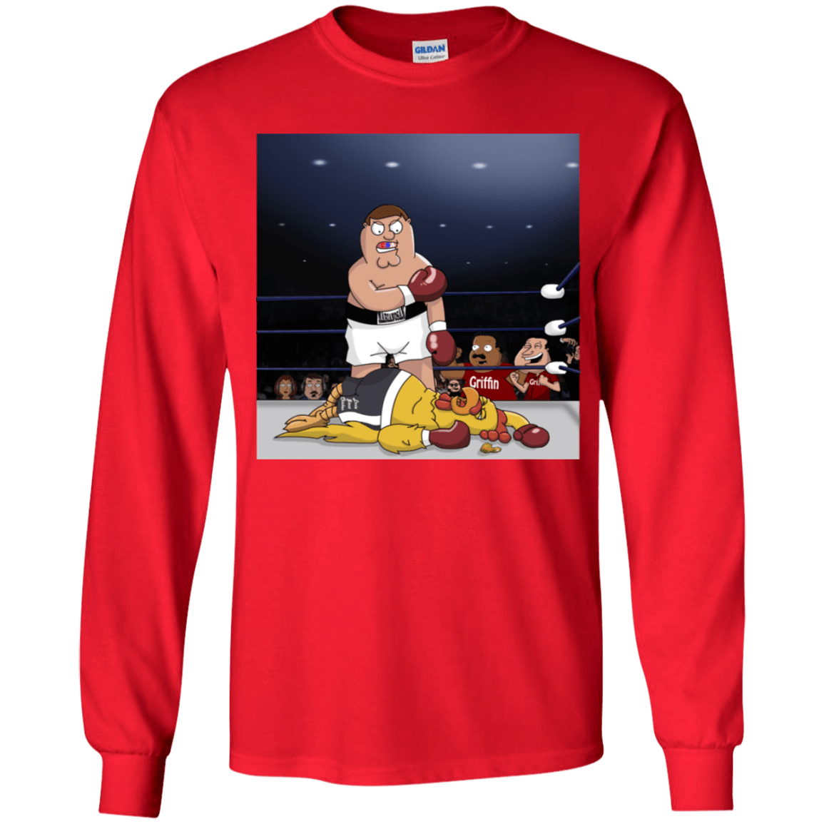 T-Shirts Red / YS Peter vs Giant Chicken Youth Long Sleeve T-Shirt