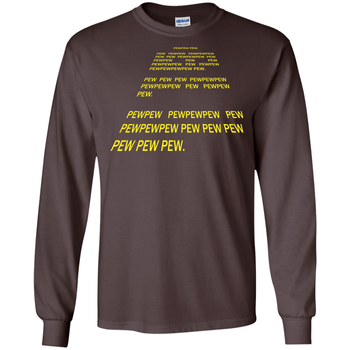 T-Shirts Dark Chocolate / S Pew Pew Pew Men's Long Sleeve T-Shirt