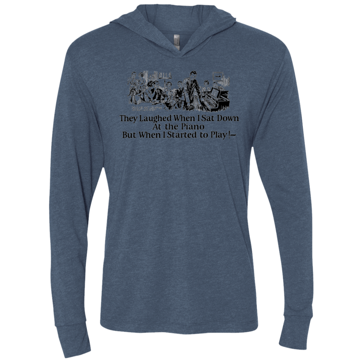 T-Shirts Indigo / X-Small Piano Triblend Long Sleeve Hoodie Tee