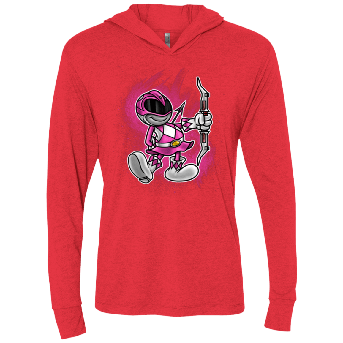 T-Shirts Vintage Red / X-Small Pink Ranger Artwork Triblend Long Sleeve Hoodie Tee