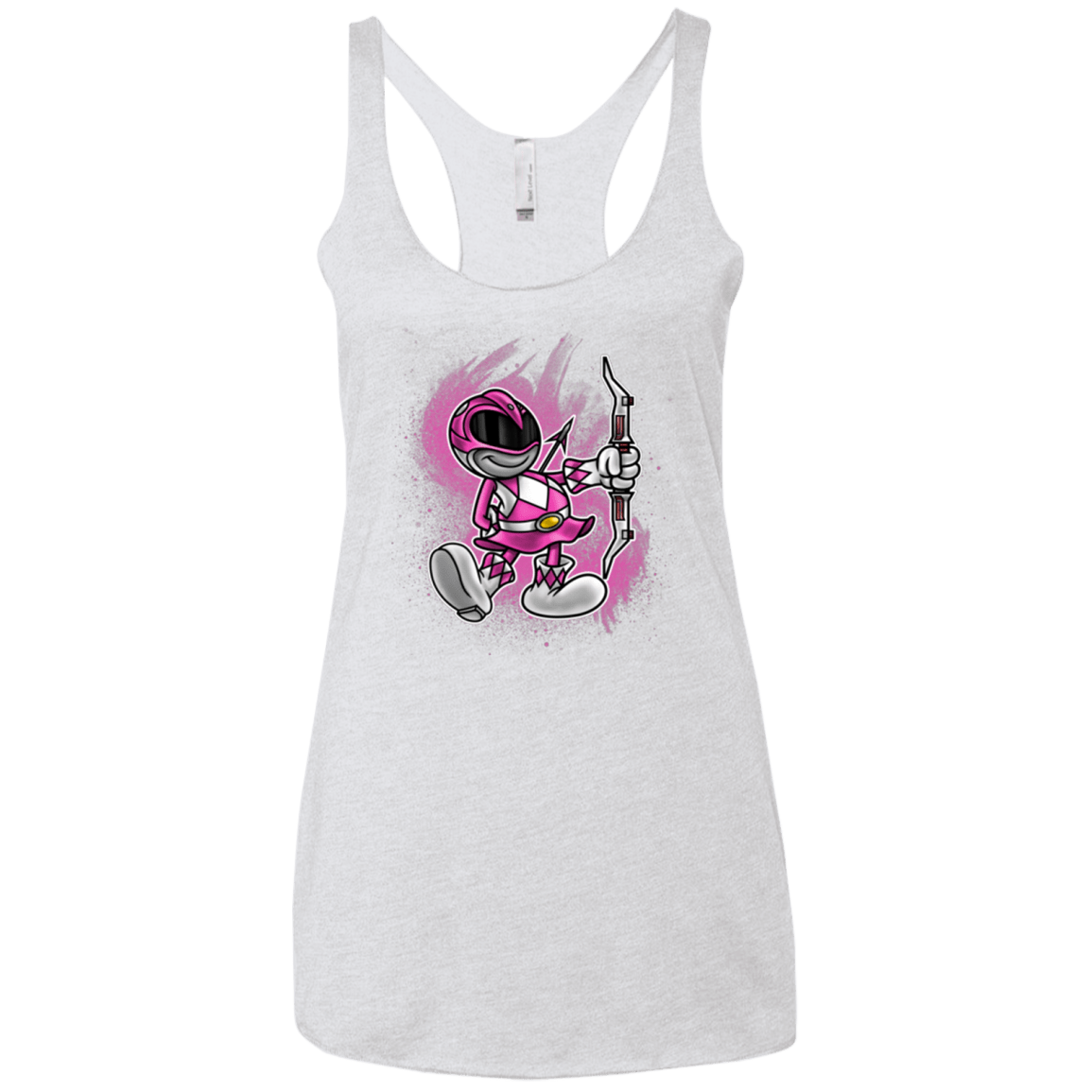 T-Shirts Heather White / X-Small Pink Ranger Artwork Women's Triblend Racerback Tank