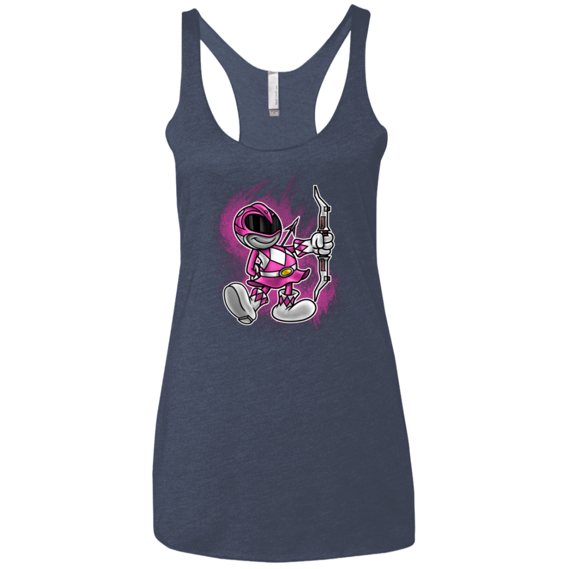T-Shirts Vintage Navy / X-Small Pink Ranger Artwork Women's Triblend Racerback Tank