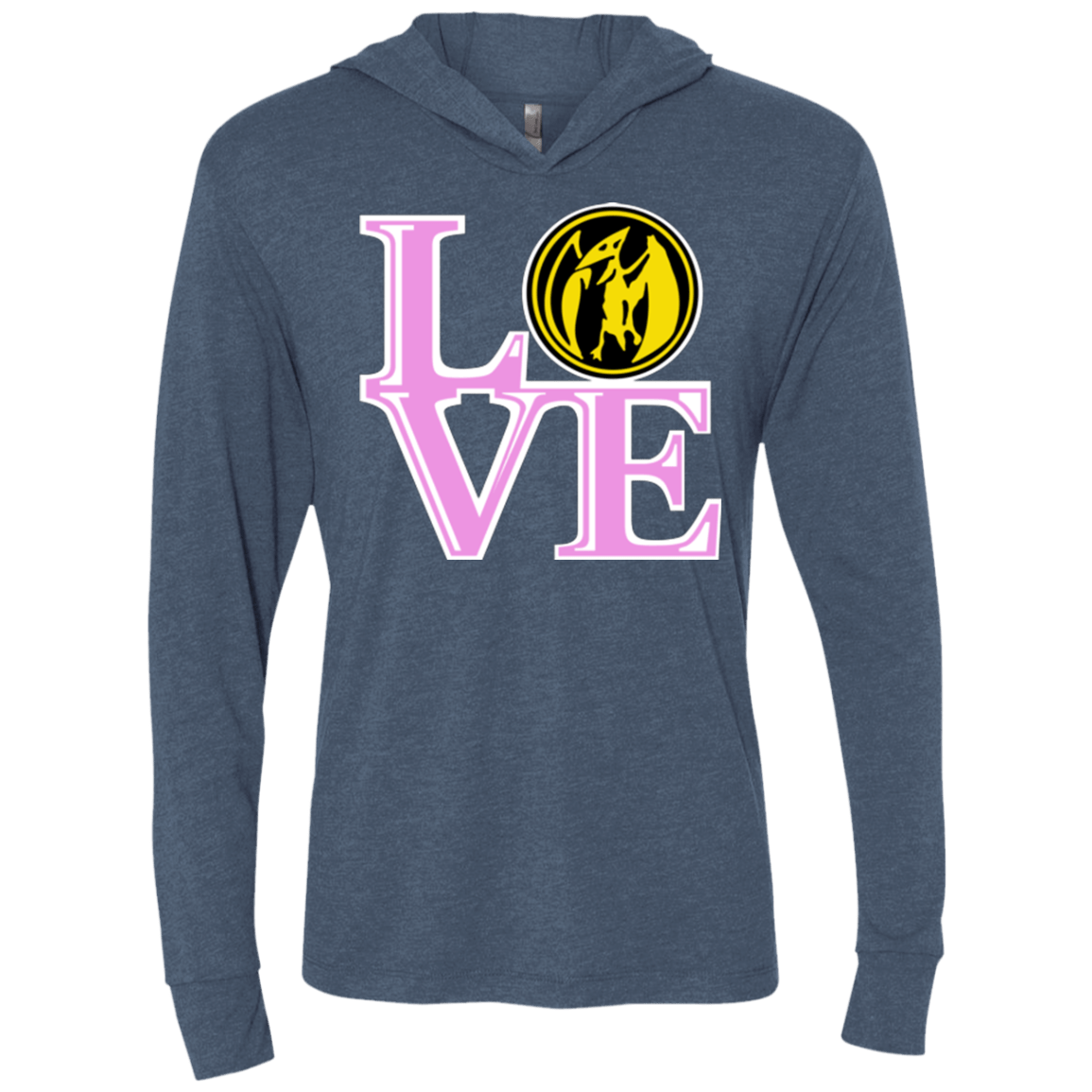 T-Shirts Indigo / X-Small Pink Ranger LOVE Triblend Long Sleeve Hoodie Tee