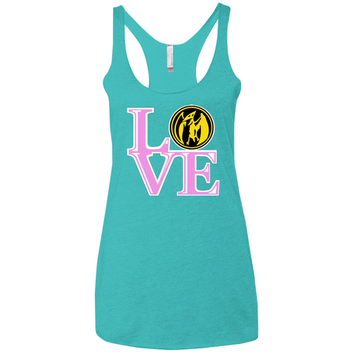 T-Shirts Tahiti Blue / X-Small Pink Ranger LOVE Women's Triblend Racerback Tank
