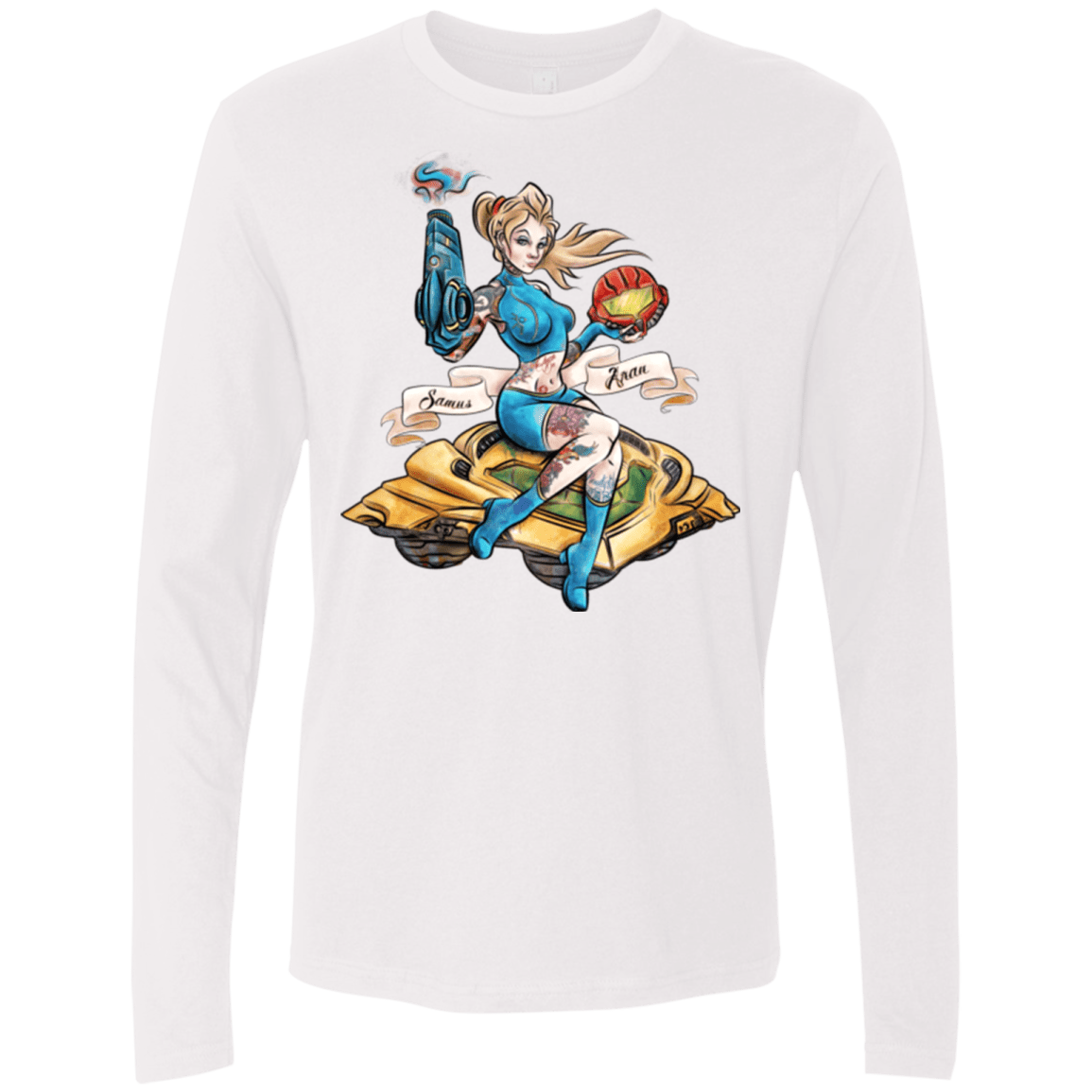 T-Shirts White / Small PINUP SAMUS Men's Premium Long Sleeve