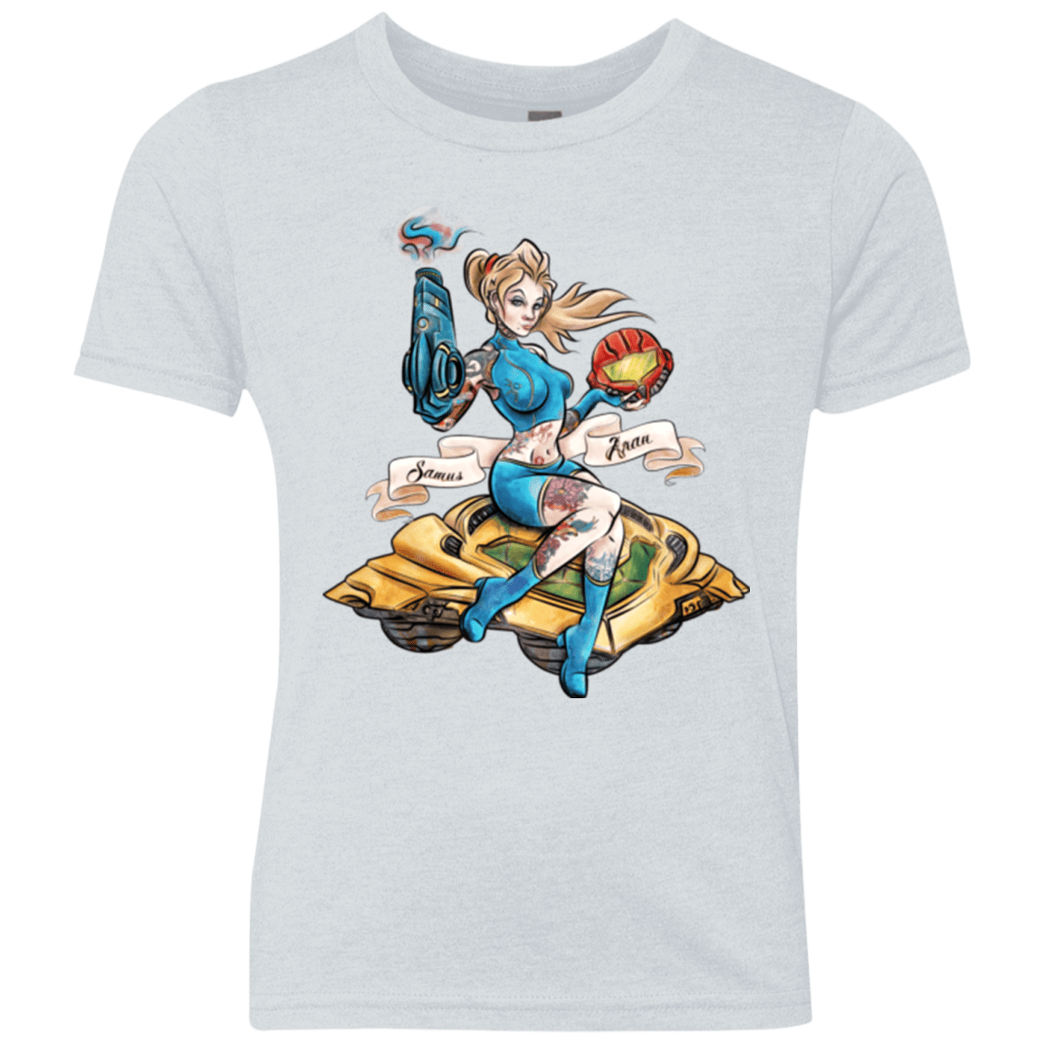 T-Shirts Heather White / YXS PINUP SAMUS Youth Triblend T-Shirt