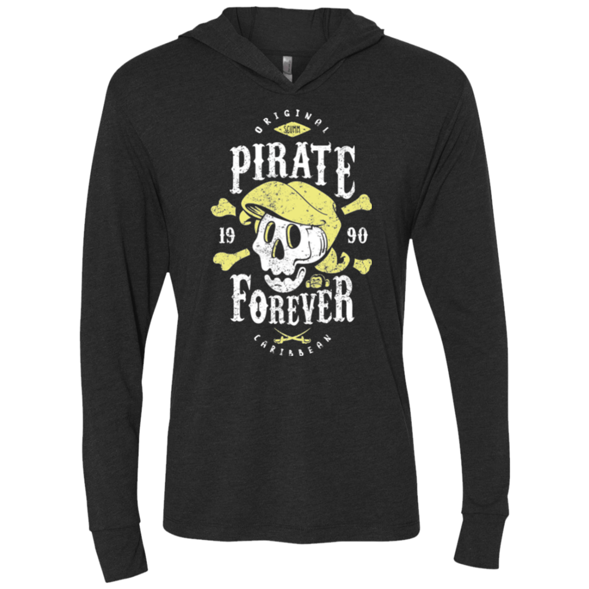 T-Shirts Vintage Black / X-Small Pirate Forever Triblend Long Sleeve Hoodie Tee