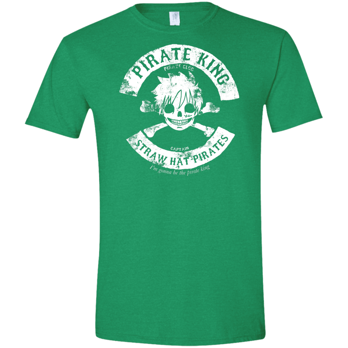 T-Shirts Heather Irish Green / S Pirate King Skull Men's Semi-Fitted Softstyle