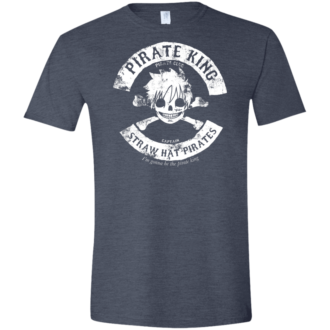T-Shirts Heather Navy / S Pirate King Skull Men's Semi-Fitted Softstyle