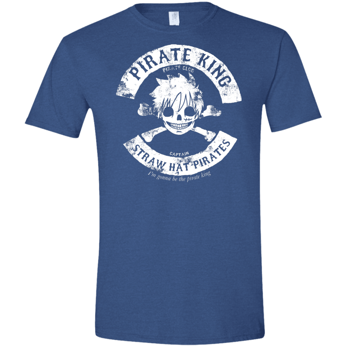 T-Shirts Heather Royal / X-Small Pirate King Skull Men's Semi-Fitted Softstyle
