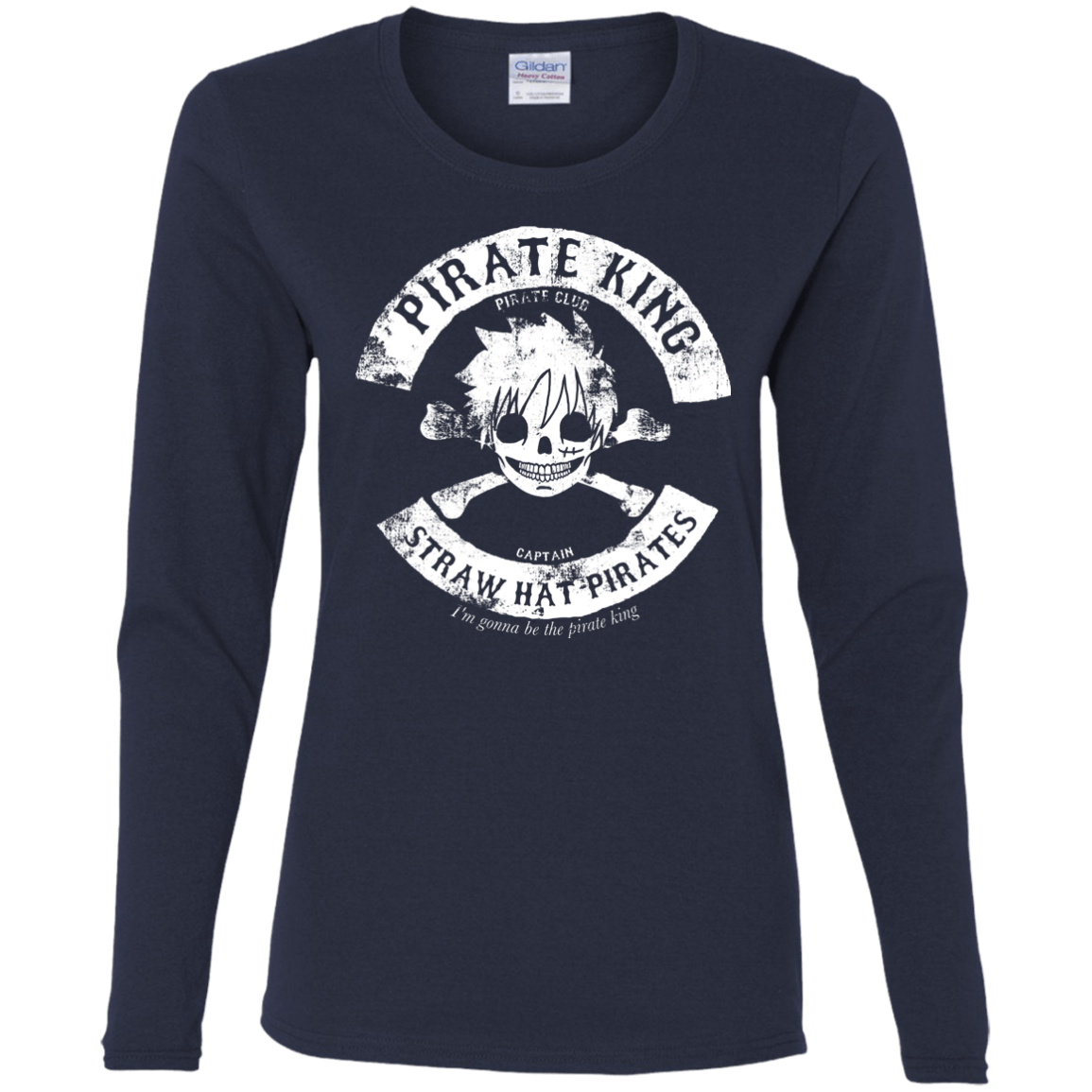 T-Shirts Navy / S Pirate King Skull Women's Long Sleeve T-Shirt
