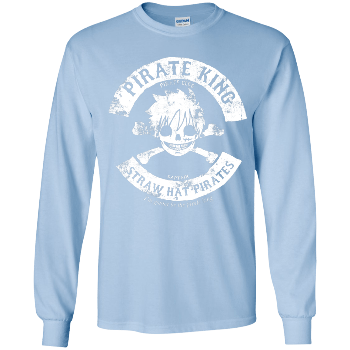 T-Shirts Light Blue / YS Pirate King Skull Youth Long Sleeve T-Shirt