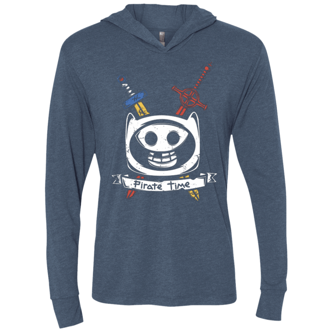 T-Shirts Indigo / X-Small Pirate Time Triblend Long Sleeve Hoodie Tee