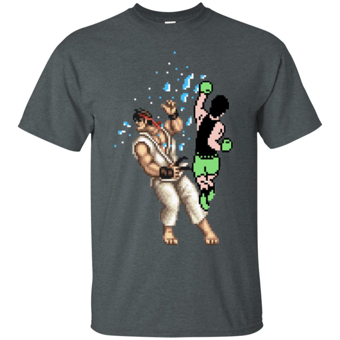 T-Shirts Dark Heather / Small Pixel Fight Ryu T-Shirt