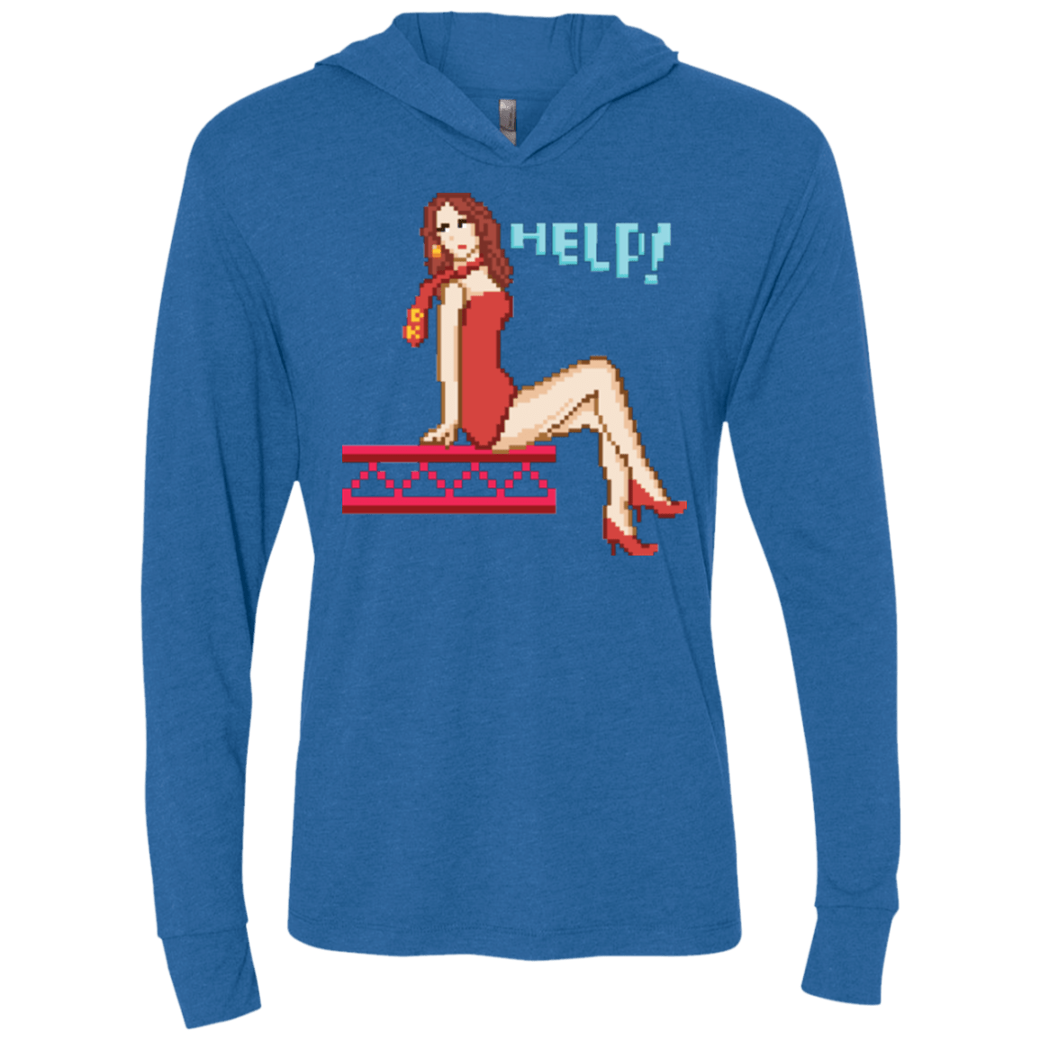 T-Shirts Vintage Royal / X-Small Pixel Pinup Pauline Triblend Long Sleeve Hoodie Tee