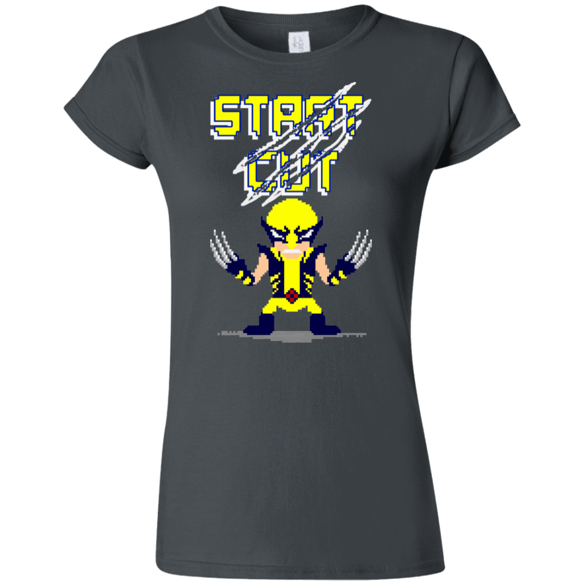 T-Shirts Charcoal / S Pixel Wolf Junior Slimmer-Fit T-Shirt