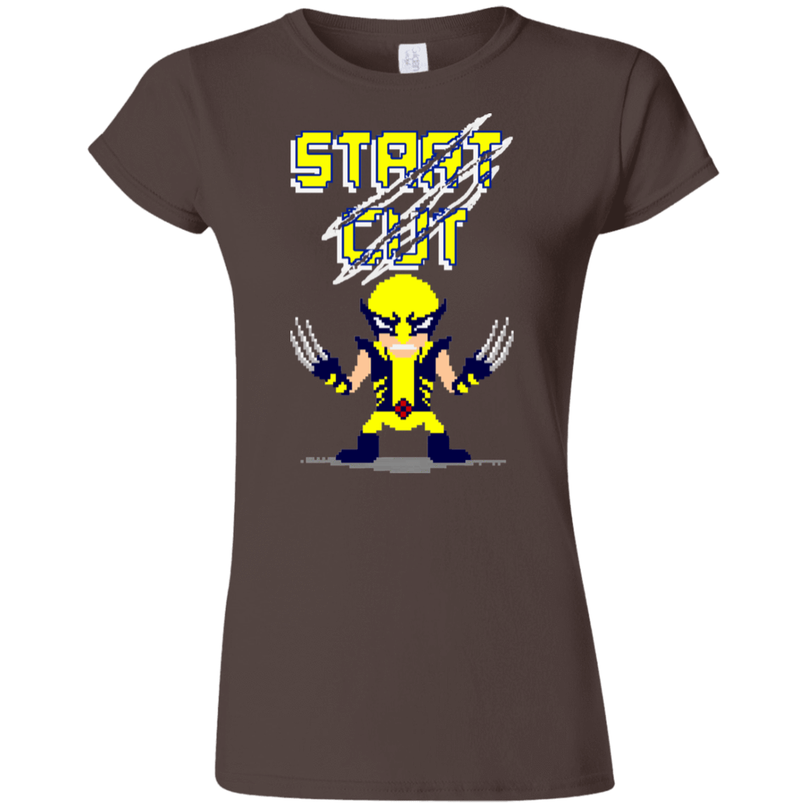 T-Shirts Dark Chocolate / S Pixel Wolf Junior Slimmer-Fit T-Shirt