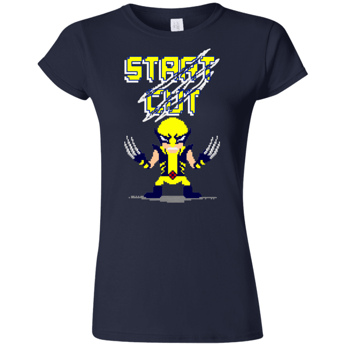 T-Shirts Navy / S Pixel Wolf Junior Slimmer-Fit T-Shirt