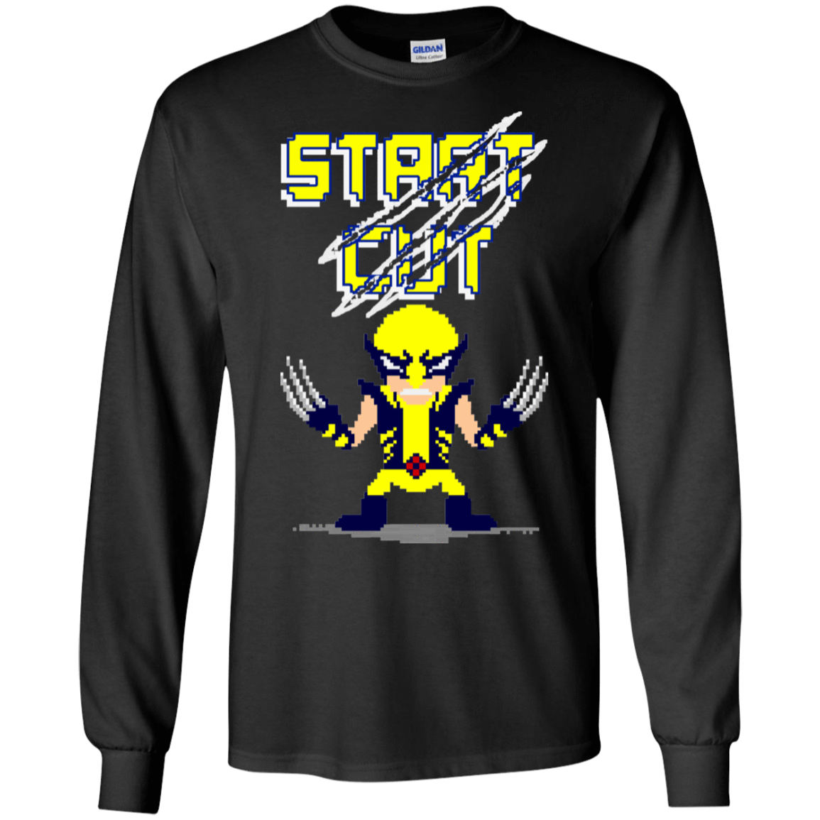 T-Shirts Black / S Pixel Wolf Men's Long Sleeve T-Shirt