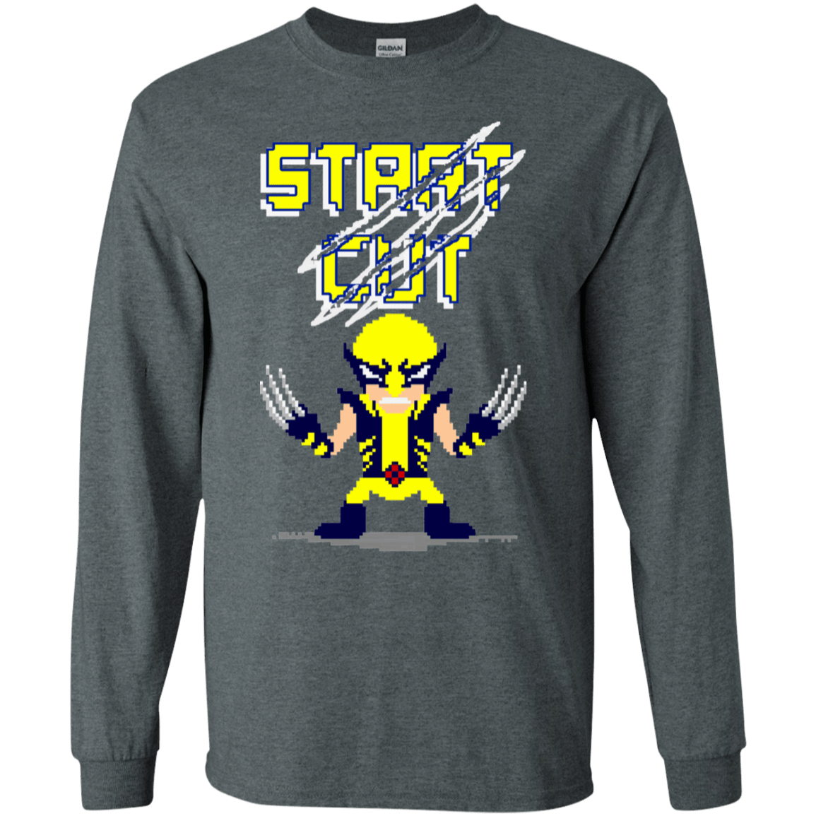 T-Shirts Dark Heather / S Pixel Wolf Men's Long Sleeve T-Shirt