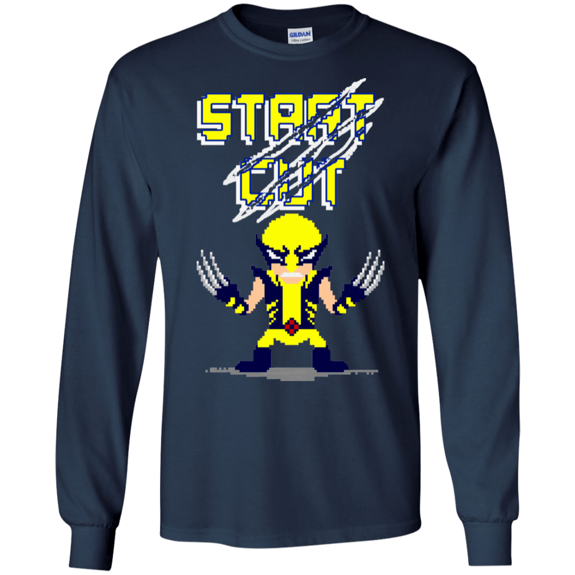 T-Shirts Navy / S Pixel Wolf Men's Long Sleeve T-Shirt