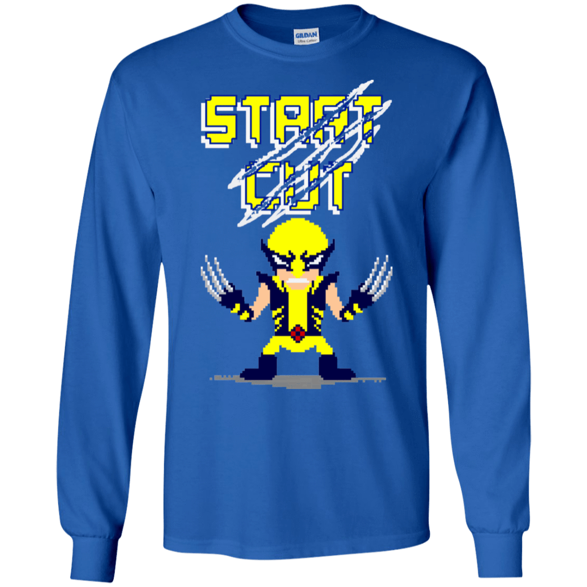 T-Shirts Royal / S Pixel Wolf Men's Long Sleeve T-Shirt