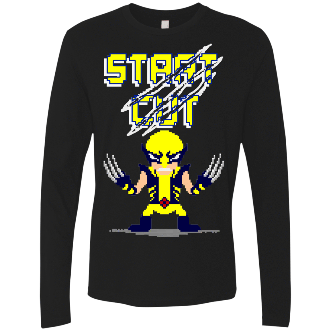 T-Shirts Black / S Pixel Wolf Men's Premium Long Sleeve