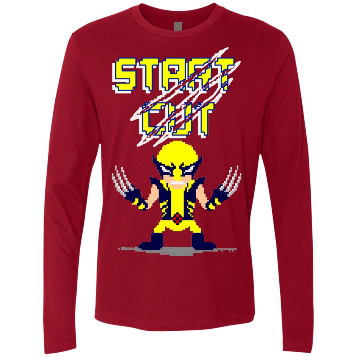 T-Shirts Cardinal / S Pixel Wolf Men's Premium Long Sleeve