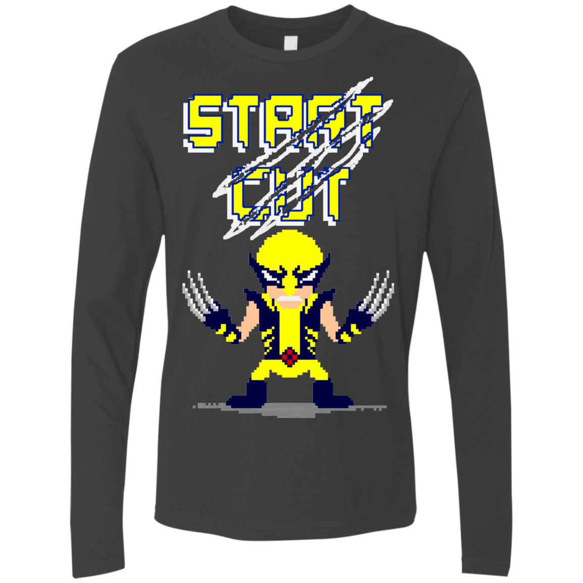 T-Shirts Heavy Metal / S Pixel Wolf Men's Premium Long Sleeve