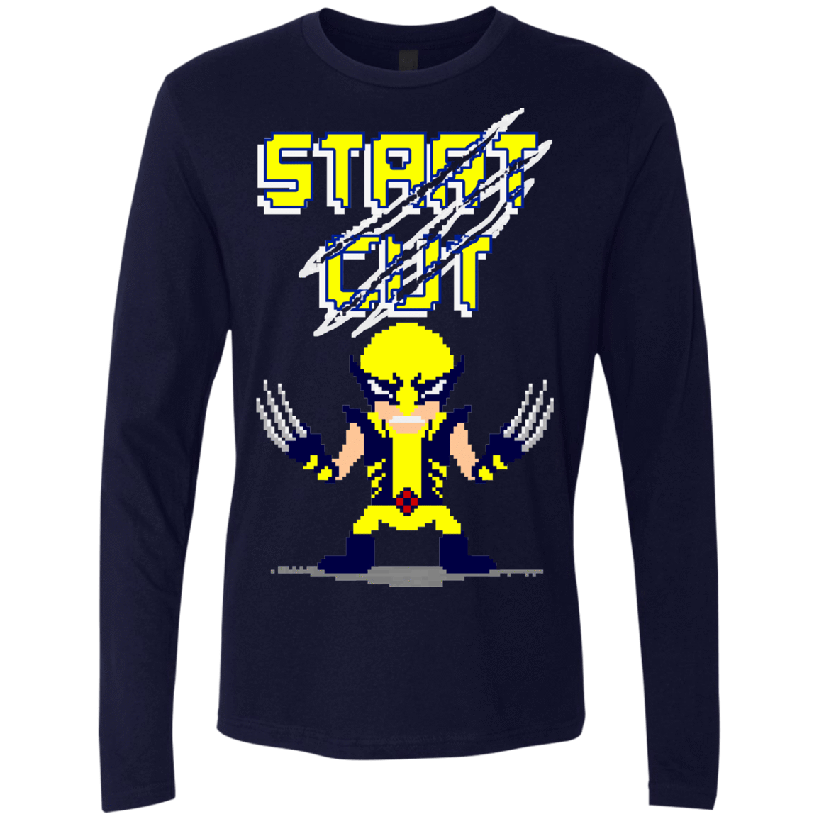 T-Shirts Midnight Navy / S Pixel Wolf Men's Premium Long Sleeve