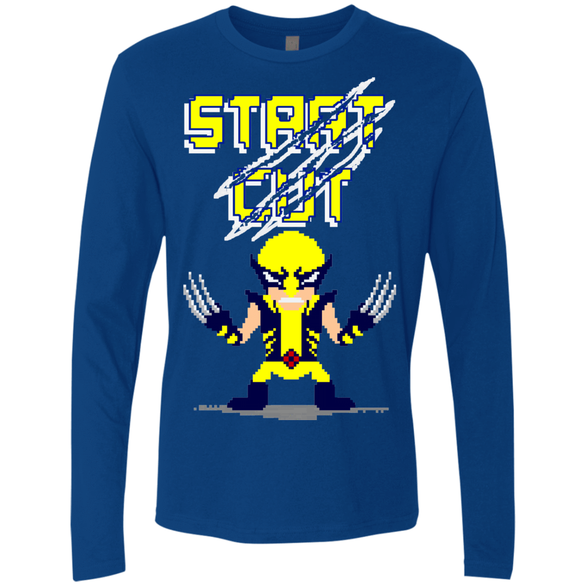 T-Shirts Royal / S Pixel Wolf Men's Premium Long Sleeve