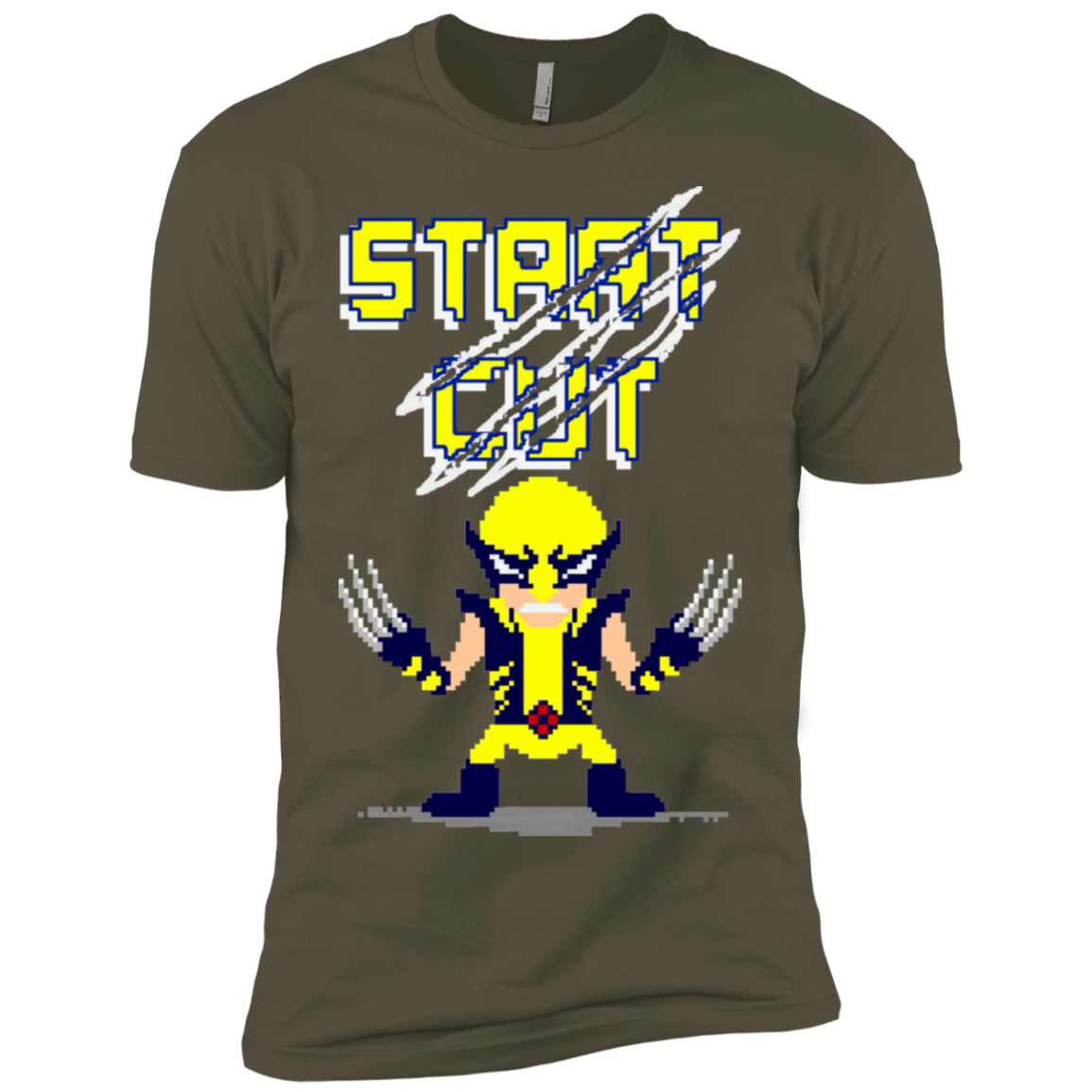 T-Shirts Military Green / X-Small Pixel Wolf Men's Premium T-Shirt