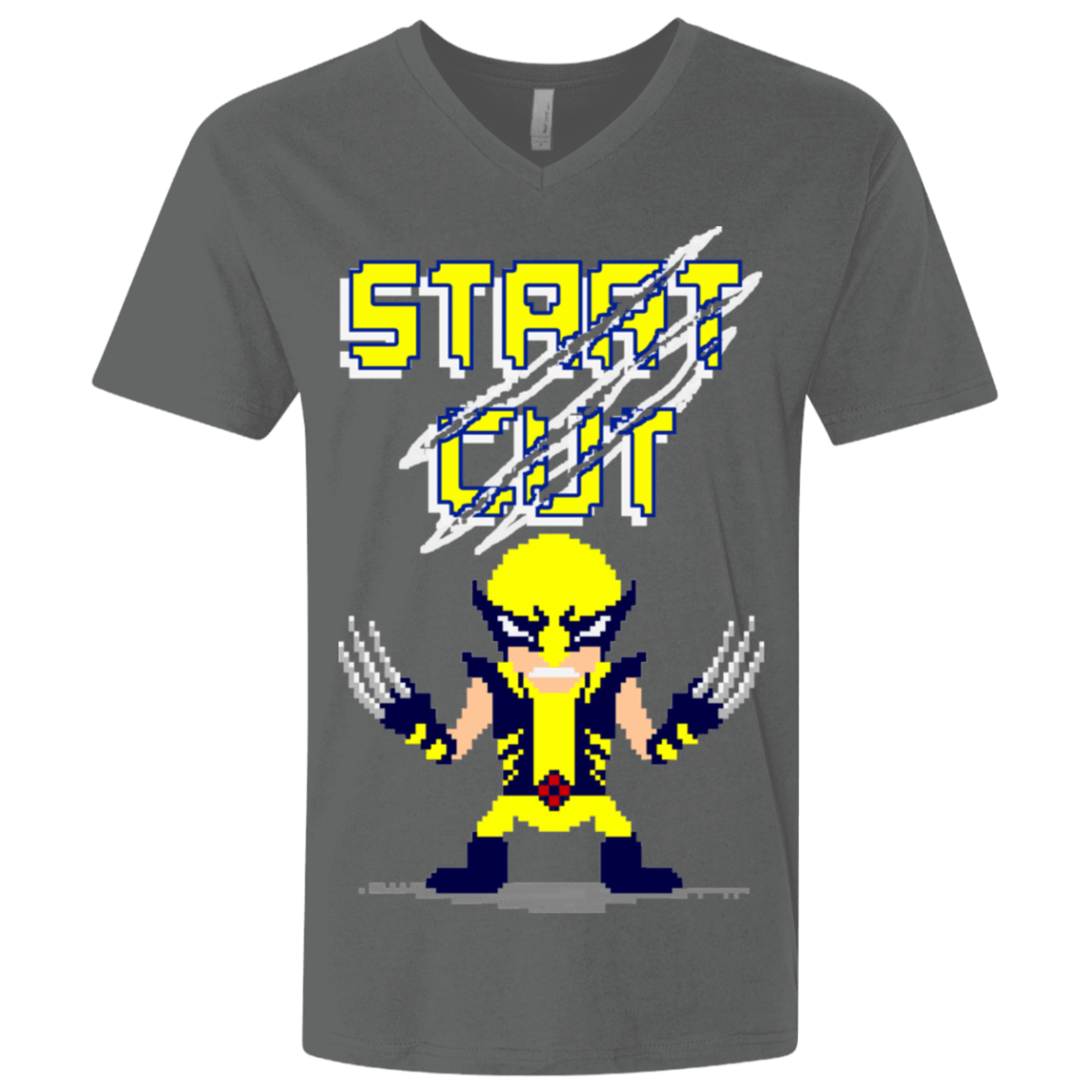 T-Shirts Heavy Metal / X-Small Pixel Wolf Men's Premium V-Neck