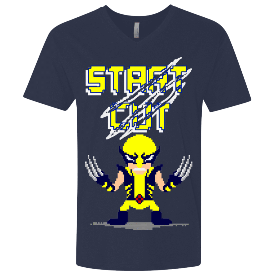 T-Shirts Midnight Navy / X-Small Pixel Wolf Men's Premium V-Neck