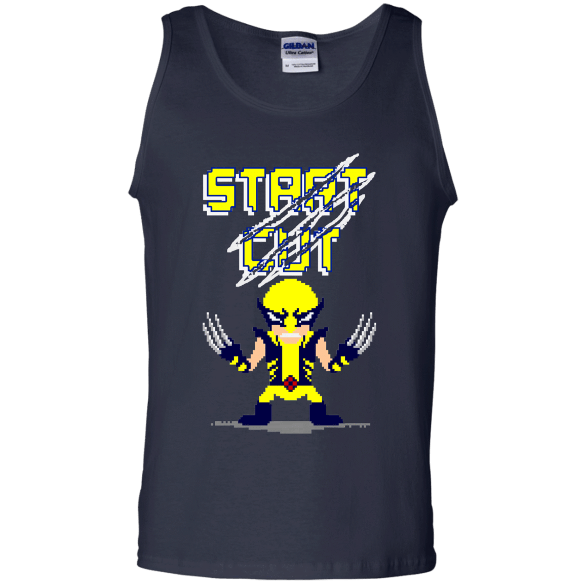 T-Shirts Navy / S Pixel Wolf Men's Tank Top