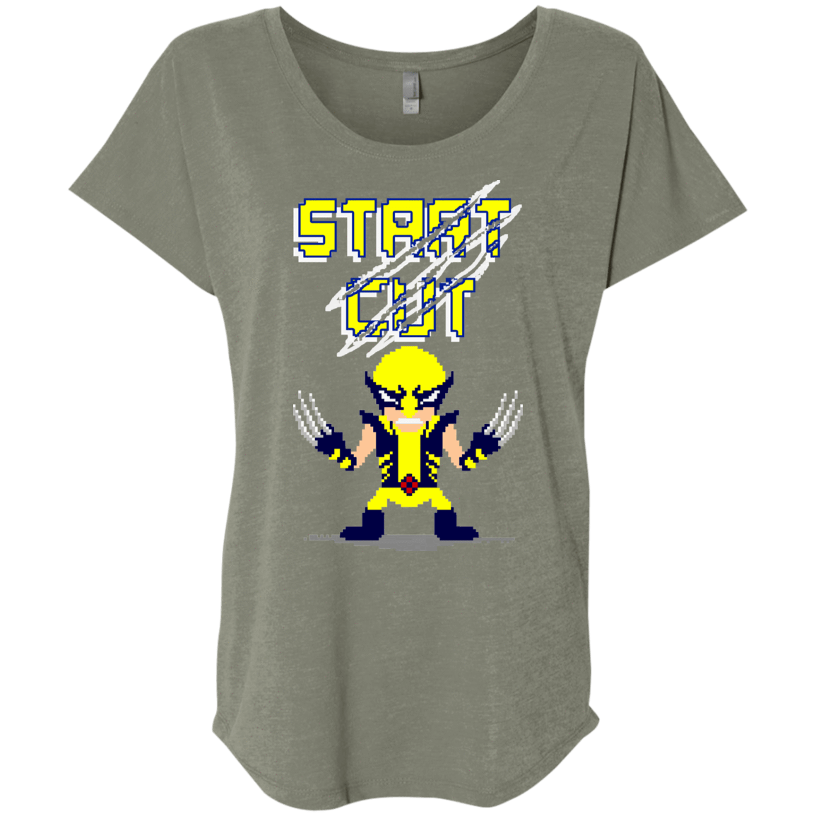 T-Shirts Venetian Grey / X-Small Pixel Wolf Triblend Dolman Sleeve