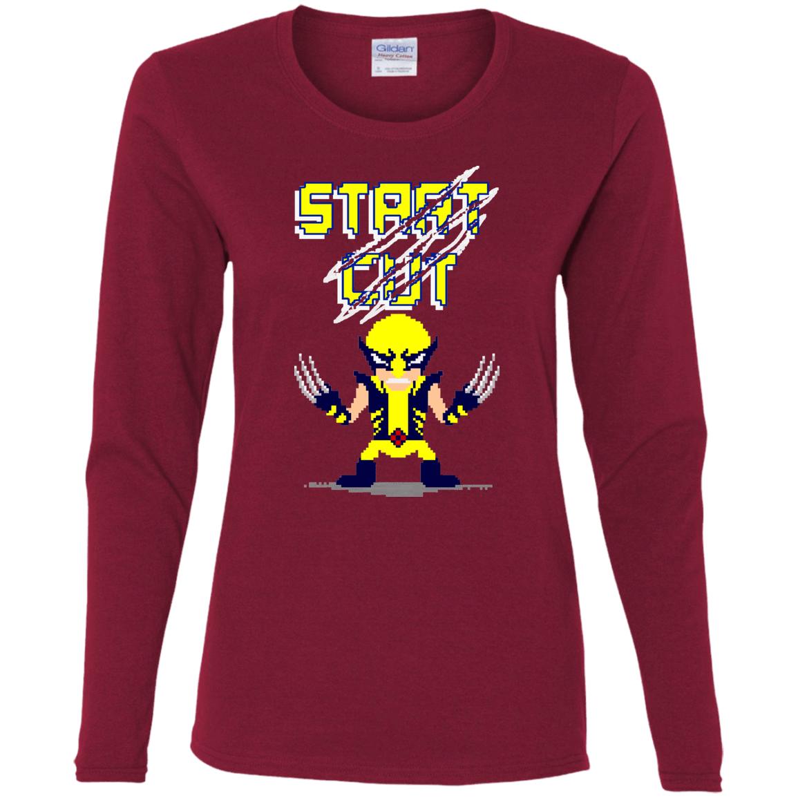 T-Shirts Cardinal / S Pixel Wolf Women's Long Sleeve T-Shirt