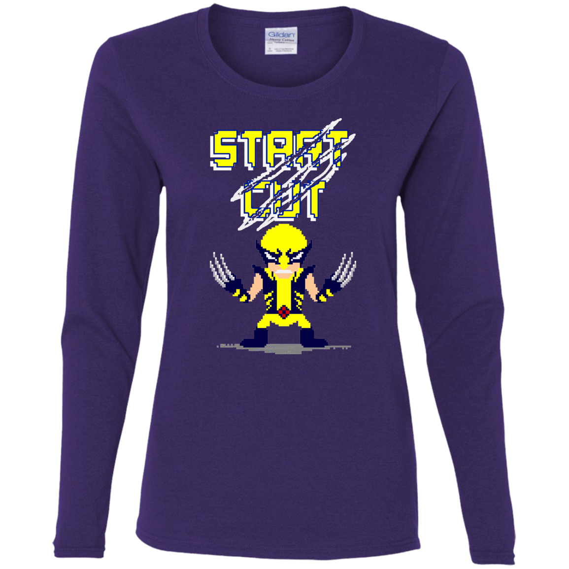 T-Shirts Purple / S Pixel Wolf Women's Long Sleeve T-Shirt