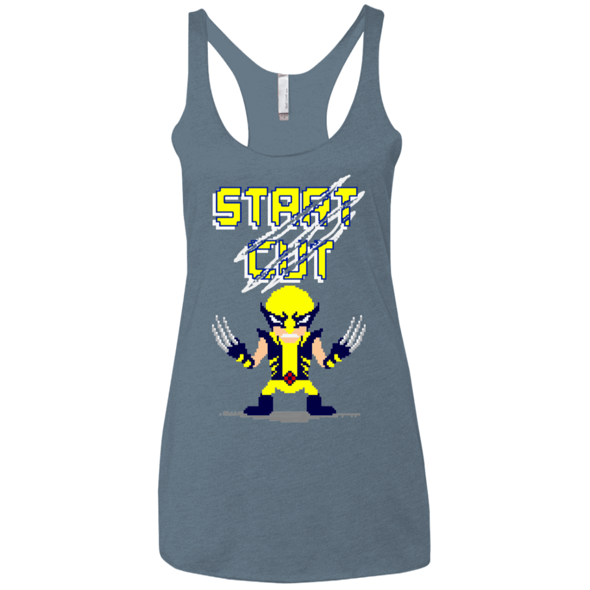 T-Shirts Indigo / X-Small Pixel Wolf Women's Triblend Racerback Tank