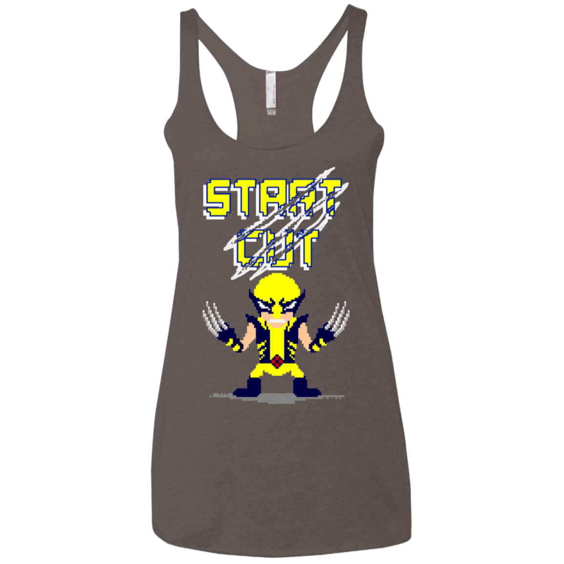 T-Shirts Macchiato / X-Small Pixel Wolf Women's Triblend Racerback Tank